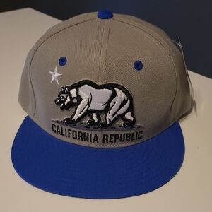 California Republic Gray and Blue Snapback Hat